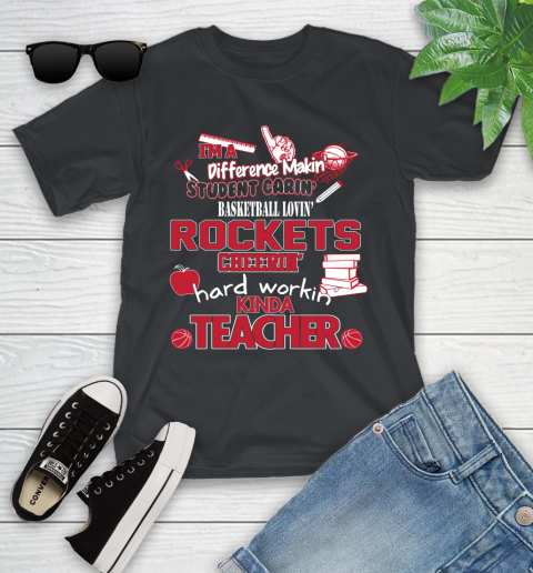 Houston Rockets NBA I'm A Difference Making Student Caring Basketball Loving Kinda Teacher Youth T-Shirt