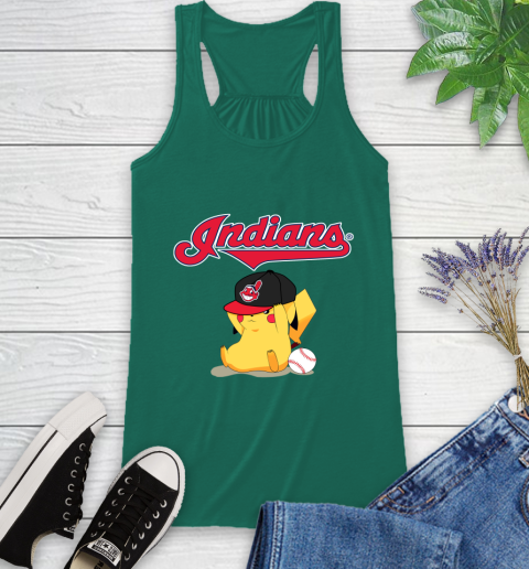 MLB Pikachu Baseball Sports Cleveland Indians Racerback Tank 7