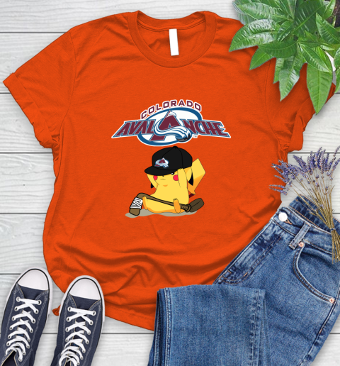 NHL Pikachu Hockey Sports Colorado Avalanche Women's T-Shirt 4