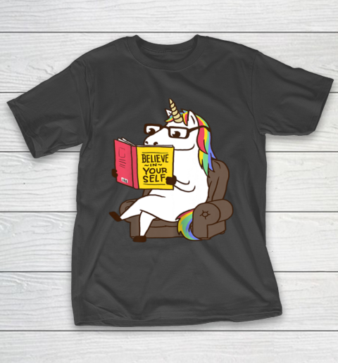 Unicorn Shirt Believe in Yourself Motivational Book Lover T-Shirt 2