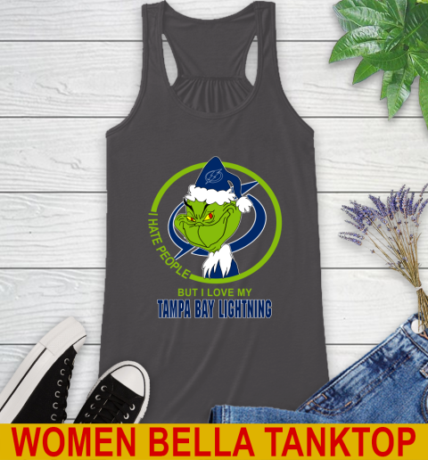 Tampa Bay Lightning NHL Christmas Grinch I Hate People But I Love My Favorite Hockey Team Racerback Tank 12
