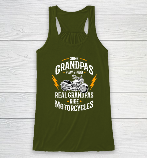Mens Some Grandpas Play Bingo Real Grandpas Ride Motorcycles Racerback Tank - Image 3