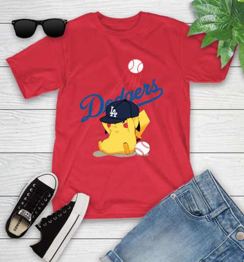 MLB Pikachu Baseball Sports Los Angeles Dodgers Youth T-Shirt 10
