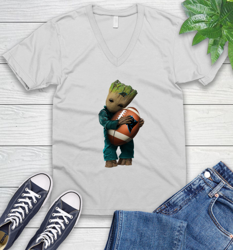 NFL Groot Guardians Of The Galaxy Football Sports Carolina Panthers V-Neck T-Shirt