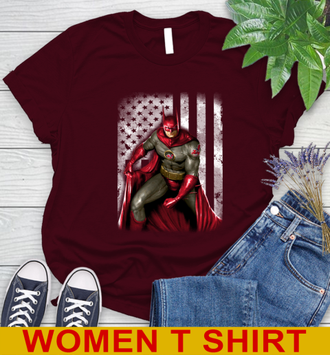 Cleveland Indians MLB Baseball Batman DC American Flag Shirt Women's T-Shirt 6