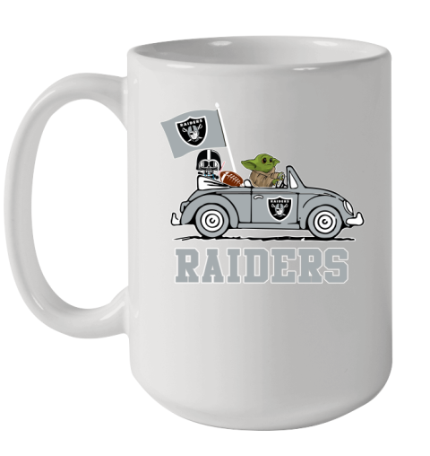 NFL Football Oakland Raiders Darth Vader Baby Yoda Driving Star Wars Shirt Ceramic Mug 15oz