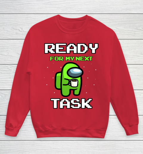 Among Us Shirt Ready For Work Green Youth Sweatshirt 4