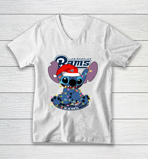 Los Angeles Rams NFL Football noel stitch Christmas V-Neck T-Shirt