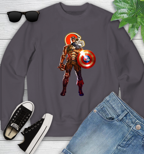 NFL Captain America Marvel Avengers Endgame Football Sports Cleveland Browns Youth Sweatshirt 6