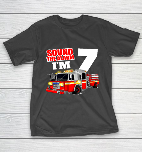 Kids Fire Truck 7th Birthday T Shirt Boy Firefighter 7 Years Old T-Shirt