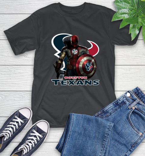 NFL Captain America Thor Spider Man Hawkeye Avengers Endgame Football Houston Texans T-Shirt 2