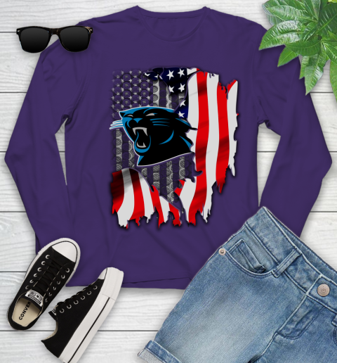 Carolina Panthers NFL Football American Flag Youth Long Sleeve 4