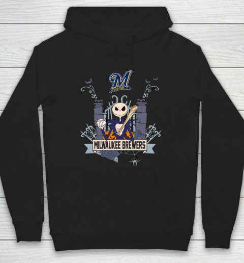 MLB Milwaukee Brewers Baseball Jack Skellington Halloween Hoodie