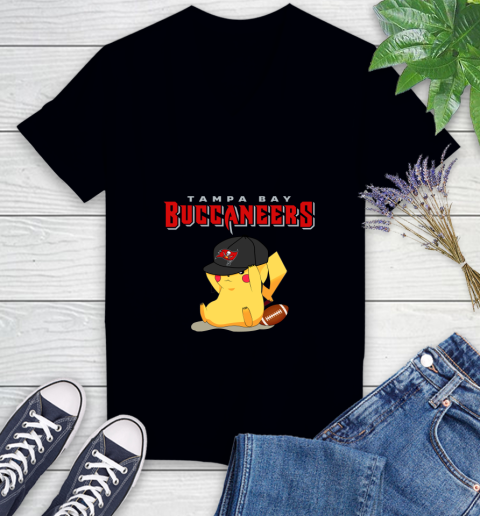 NFL Pikachu Football Tampa Bay Buccaneers Women's V-Neck T-Shirt 2