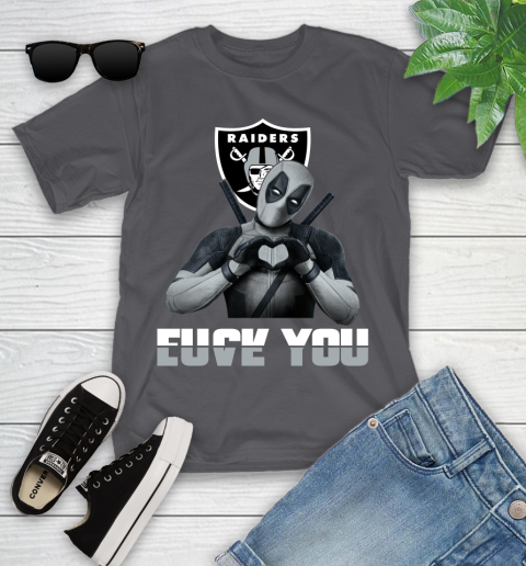NHL Oakland Raiders Deadpool Love You Fuck You Football Sports Youth T-Shirt 6