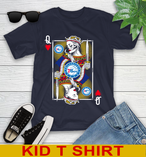 NBA Basketball Philadelphia 76ers The Queen Of Hearts Card Shirt Youth T-Shirt 2