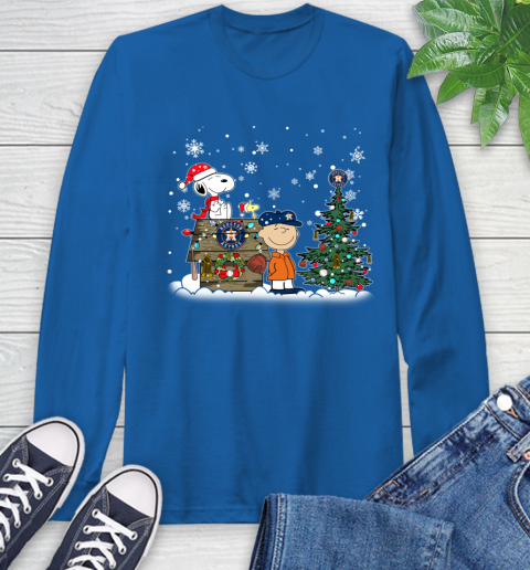 MLB Houston Astros Snoopy Charlie Brown Christmas Baseball Commissioner's Trophy Long Sleeve T-Shirt 10