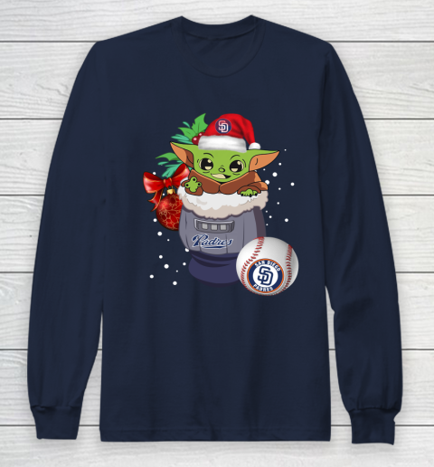 San Diego Padres Christmas Baby Yoda Star Wars Funny Happy MLB Long Sleeve T-Shirt 4