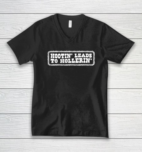 Hootin' Leads To Hollerin' Groovy V-Neck T-Shirt