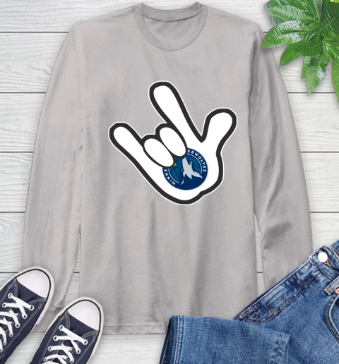 Minnesota Timberwolves NBA Basketball Mickey Rock Hand Disney Long Sleeve T-Shirt 12