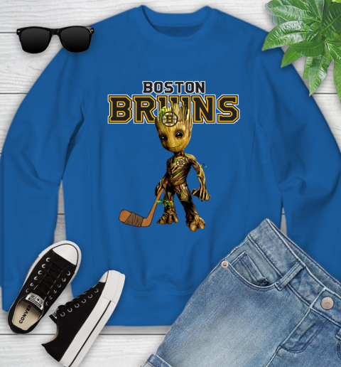 Boston Bruins NHL Hockey Groot Marvel Guardians Of The Galaxy Youth Sweatshirt 8