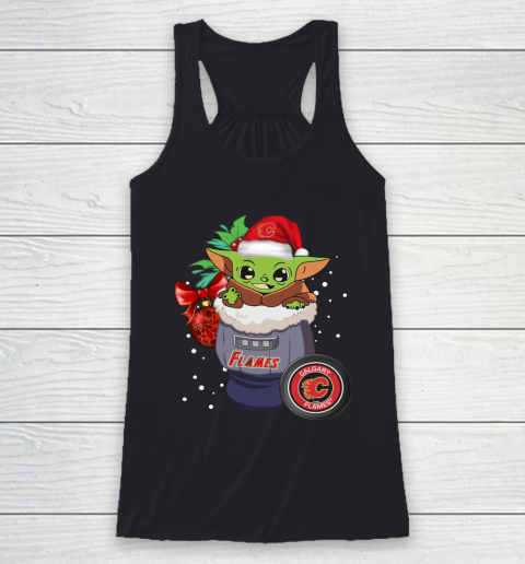 Calgary Flames Christmas Baby Yoda Star Wars Funny Happy NHL Racerback Tank