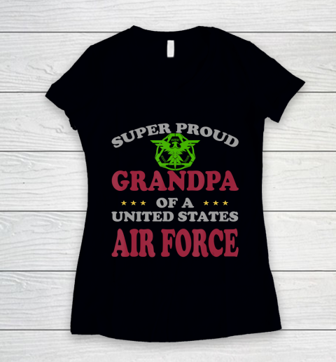 GrandFather gift shirt Veteran Super Proud Grandpa of a United States Air Force T Shirt Women's V-Neck T-Shirt