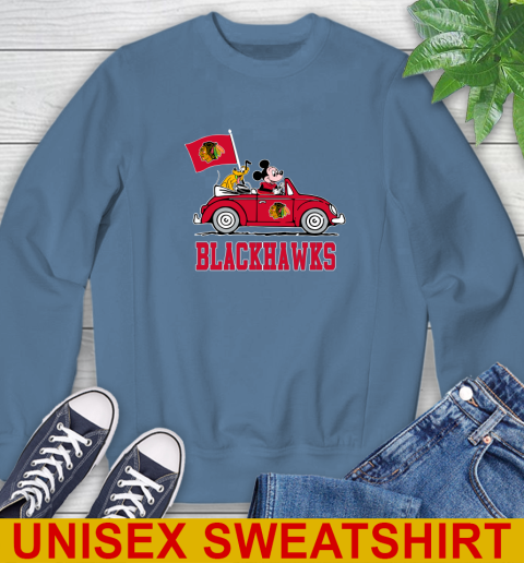 NHL Hockey Chicago Blackhawks Pluto Mickey Driving Disney Shirt Sweatshirt 8