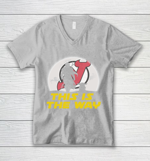 New Jersey Devils NHL Ice Hockey Star Wars Yoda And Mandalorian This Is The Way V-Neck T-Shirt 3