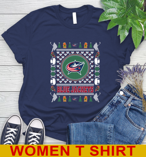 Columbus Blue Jackets Merry Christmas NHL Hockey Loyal Fan Women's T-Shirt 12