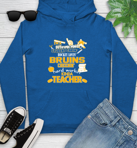 Boston Bruins NHL I'm A Difference Making Student Caring Hockey Loving Kinda Teacher Youth Hoodie 11