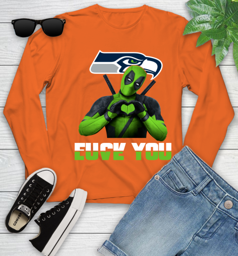 NHL Seattle Seahawks Deadpool Love You Fuck You Football Sports Youth Long Sleeve 3