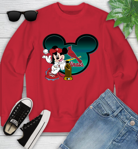 MLB St.Louis Cardinals The Commissioner's Trophy Mickey Mouse Disney Youth Sweatshirt 9