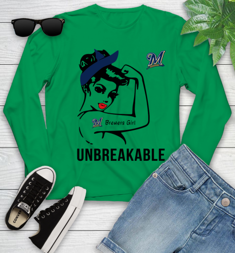 MLB Milwaukee Brewers Girl Unbreakable Baseball Sports Youth Long Sleeve 5 MLB Milwaukee Brewers Girl Unbreakable Baseball Sports Youth Long Sleeve - Image 5