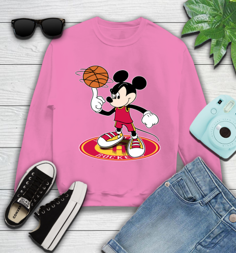 NBA Basketball Houston Rockets Cheerful Mickey Disney Shirt Youth Sweatshirt 6