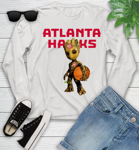 Atlanta Hawks NBA Basketball Groot Marvel Guardians Of The Galaxy Youth Long Sleeve