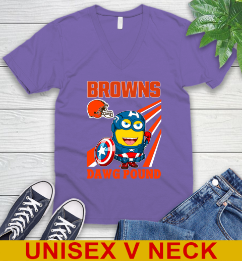 NFL Football Cleveland Browns Captain America Marvel Avengers Minion Shirt V-Neck T-Shirt 8