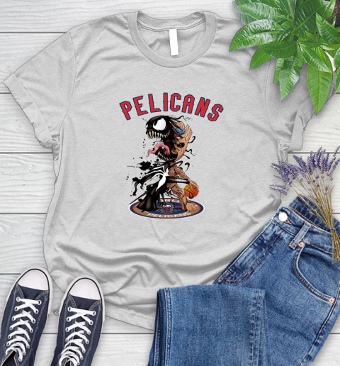 NBA New Orleans Pelicans Basketball Venom Groot Guardians Of The Galaxy Women's T-Shirt