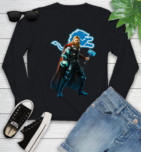 NFL Thor Avengers Endgame Football Detroit Lions Youth Long Sleeve 2
