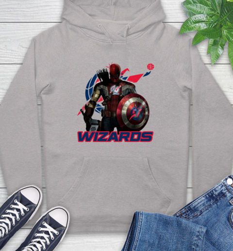 Washington Wizards NBA Basketball Captain America Thor Spider Man Hawkeye Avengers Hoodie 12