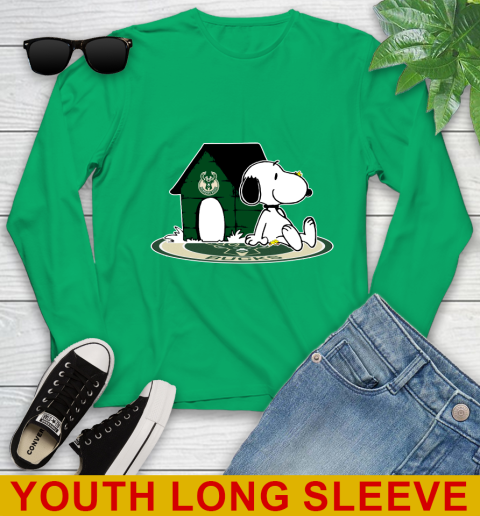 NBA Basketball Milwaukee Bucks Snoopy The Peanuts Movie Shirt Youth Long Sleeve 7