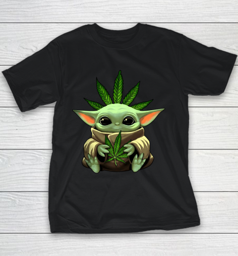 Baby Yoda Hug Marijuana Canabis Youth T-Shirt