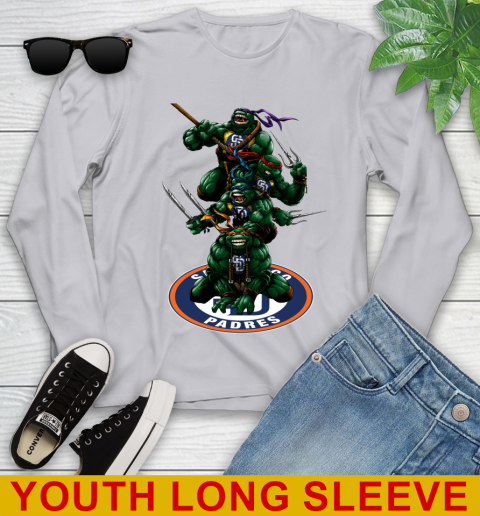 MLB Baseball San Diego Padres Teenage Mutant Ninja Turtles Shirt Youth Long Sleeve 6