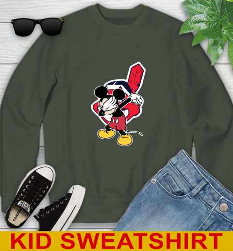 Cleveland Indians MLB Baseball Dabbing Mickey Disney Sports Youth Sweatshirt 9