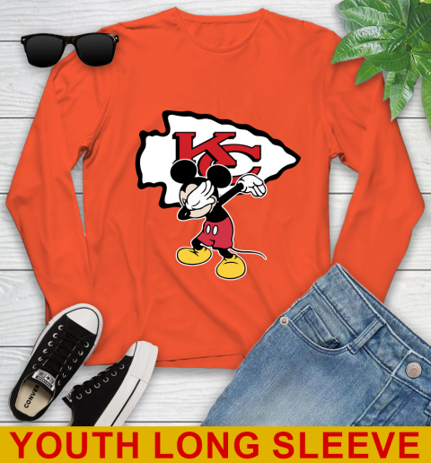 Kansas City Chiefs NFL Football Dabbing Mickey Disney Sports Youth Long Sleeve 4