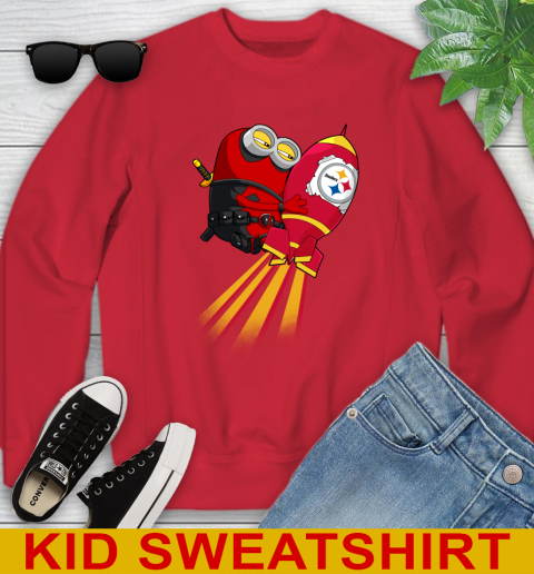 NFL Football Pittsburgh Steelers Deadpool Minion Marvel Shirt Youth Sweatshirt 7