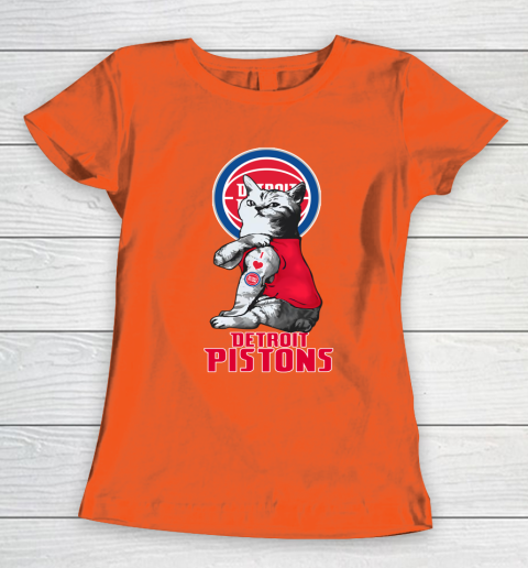 NBA Basketball My Cat Loves Detroit Pistons Women's T-Shirt 3