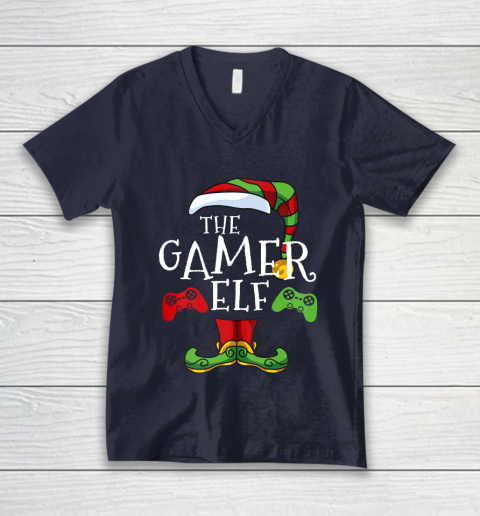 Gamer Elf Family Matching Christmas Funny Gaming Pajama V-Neck T-Shirt 2