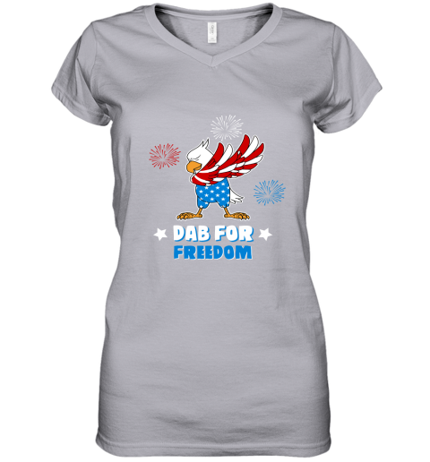 Bald Eagle American Dab For Freedom 4th Of July Women's V-Neck T-Shirt