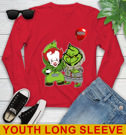 San Antonio Spurs Baby Pennywise Grinch Christmas NBA Basketball Youth Long Sleeve 11
